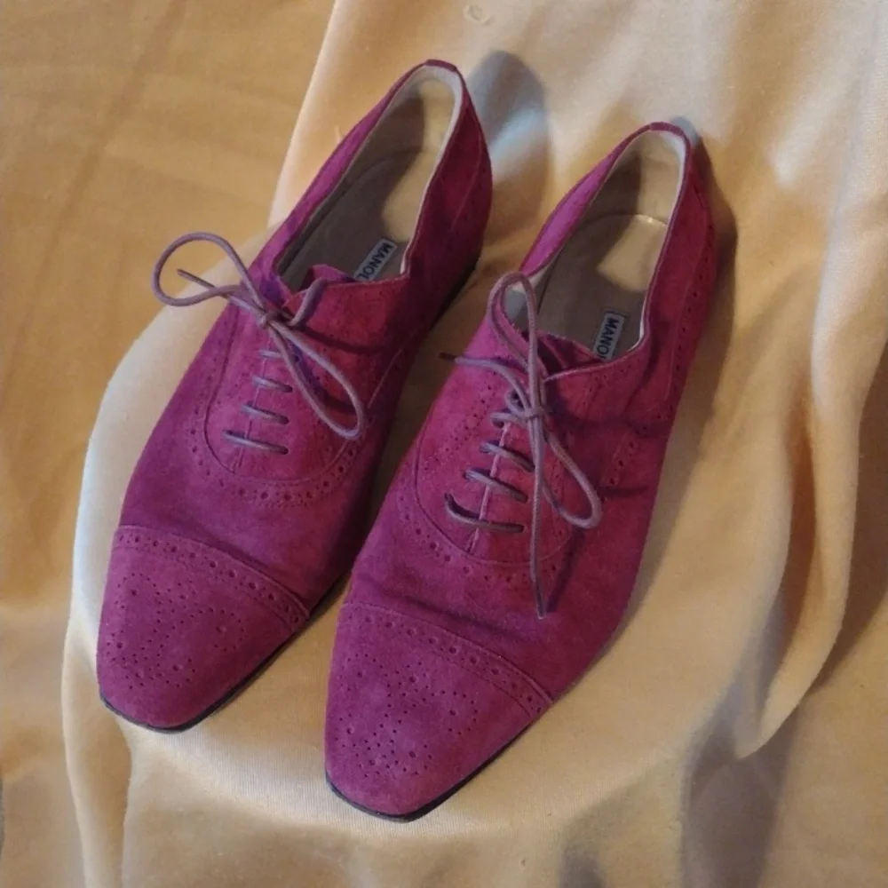 Manolo Blahnik Flat Brogues 38 Host Pick! - Picture 2 of 11